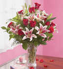 Roses and Lilies in Lenox� Crystal Vase 