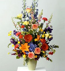 Multicolored Vase Arrangement for Sympathy 