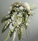 White Standing Spray in Fireside Basket 