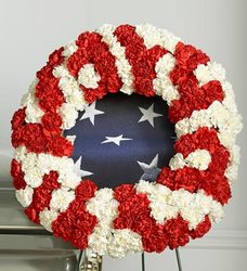 Red and White Patriotic Memorial Wreath 