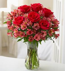 Hot Pink Roses & Peruvian Lily Bouquet 