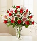 Rose and Lilies in Lenox� Crystal Vase 