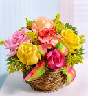 Birds Nest Basket <BR>of Roses