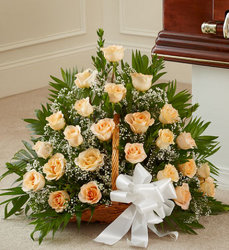 Peach, Orange, and White <BR>Rose Fireside Basket Davis Floral Clayton Indiana from Davis Floral