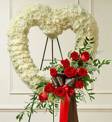 Red and White Open Heart<br> with Red Roses Davis Floral Clayton Indiana from Davis Floral