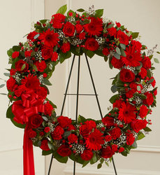 Red Mixed Standing Wreath Davis Floral Clayton Indiana from Davis Floral