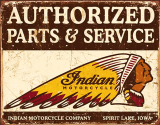 Authorized Parts & Service <br> Indian Motorcycle Tin Sign  Davis Floral Clayton Indiana from Davis Floral