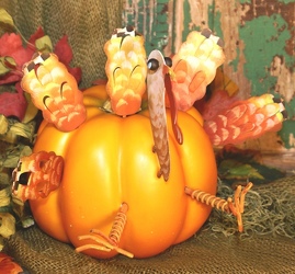 Checkered Turkey Pumpkin Accents