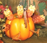 Checkered Turkey Pumpkin Accents