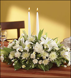 All-White Centerpiece with Candles Davis Floral Clayton Indiana from Davis Floral