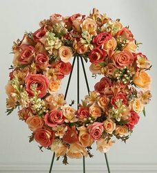 Peach Memorial Standing Wreath  Davis Floral Clayton Indiana from Davis Floral