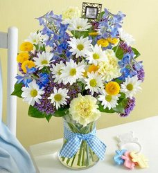Bouquet for Baby Boy with Keepsake Frame  Davis Floral Clayton Indiana from Davis Floral