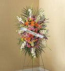 Sympathy Standing Spray with Personalized Ribbon  Davis Floral Clayton Indiana from Davis Floral