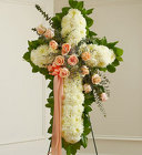 White Cross with <br>Peach Rose Break Davis Floral Clayton Indiana from Davis Floral