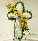 White Cross <BR>with Yellow Rose Break Davis Floral Clayton Indiana from Davis Floral