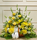 Yellow and White Mixed <BR>Hearth Basket Davis Floral Clayton Indiana from Davis Floral
