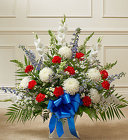 Red White And Blue Sympathy <BR>Floor Basket Davis Floral Clayton Indiana from Davis Floral