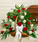 Red and White Rose <BR>Hearth Basket Davis Floral Clayton Indiana from Davis Floral