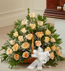 Peach, Orange, and White <BR>Rose Fireside Basket Davis Floral Clayton Indiana from Davis Floral