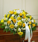 Yellow and White <BR> Casket Cover Davis Floral Clayton Indiana from Davis Floral