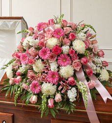 Pink and White Mixed <BR>Casket Cover Davis Floral Clayton Indiana from Davis Floral