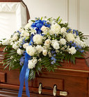 Blue And White <BR>Casket Cover Davis Floral Clayton Indiana from Davis Floral
