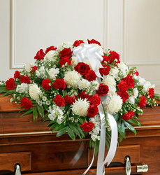 Red and White Mixed<BR> Casket Cover Davis Floral Clayton Indiana from Davis Floral