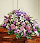 Lavender and White Mixed<br>  Casket Cover Davis Floral Clayton Indiana from Davis Floral