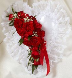 Red and White Satin <br>Heart Casket Pillow Davis Floral Clayton Indiana from Davis Floral