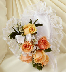 Peach and White Satin <BR>Heart Casket Pillow Davis Floral Clayton Indiana from Davis Floral
