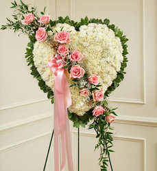 White Heart with <br>Pink Rose Break Davis Floral Clayton Indiana from Davis Floral