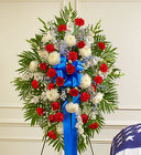 Red, White and Blue <br>Sympathy Standing Spray Davis Floral Clayton Indiana from Davis Floral