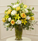 Yellow and White Large <BR>Sympathy Vase Arrangement Davis Floral Clayton Indiana from Davis Floral