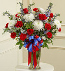 Red White and Blue Large <BR>Sympathy Vase Arrangement Davis Floral Clayton Indiana from Davis Floral