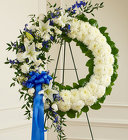 Blue and White <BR>Standing Wreath Davis Floral Clayton Indiana from Davis Floral