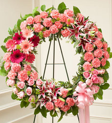 Pink Standing Wreath Davis Floral Clayton Indiana from Davis Floral