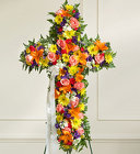 Multicolor Bright Mixed <br>Flower Standing Cross Davis Floral Clayton Indiana from Davis Floral