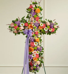 Pastel Mixed Flower <br>Standing Cross Davis Floral Clayton Indiana from Davis Floral