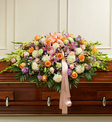 Pastel Mixed Flower <br>Full Casket Cover Davis Floral Clayton Indiana from Davis Floral