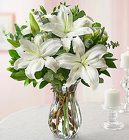 All White Lily Bouquet<br> for Sympathy Davis Floral Clayton Indiana from Davis Floral