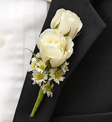All White Ring Bearer <br>Boutonnière Davis Floral Clayton Indiana from Davis Floral