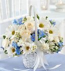 Blue and White <br>Flower Girl Basket Davis Floral Clayton Indiana from Davis Floral