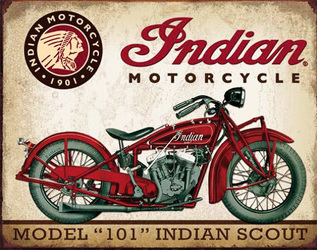 Model 101 Indian Scout <br> Motorcycle Tin Sign  Davis Floral Clayton Indiana from Davis Floral